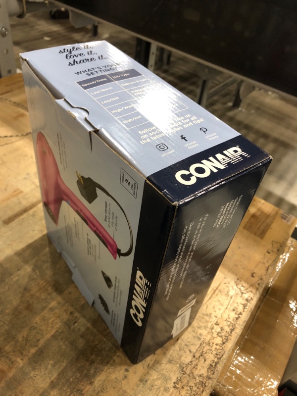Photo 1 of ***PARTS ONLY***Conair Hair Dryer with Retractable Cord, 1875W Cord-Keeper Blow Dryer,Pink