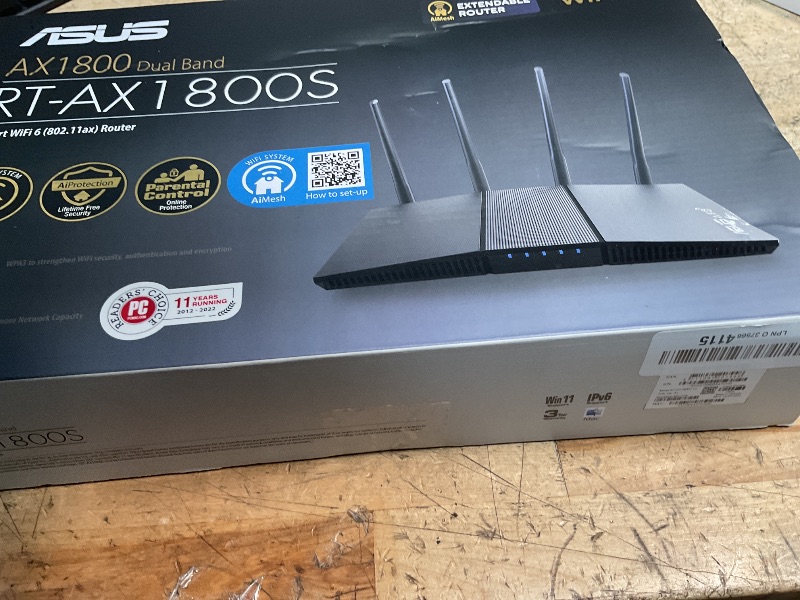Photo 1 of ***PARTS ONLY***ASUS RT-AX1800S Dual Band WiFi 6 Extendable Router, Subscription-Free Network Security, Parental Control, Built-in VPN, AiMesh Compatible, Gaming & Streaming, Smart Home