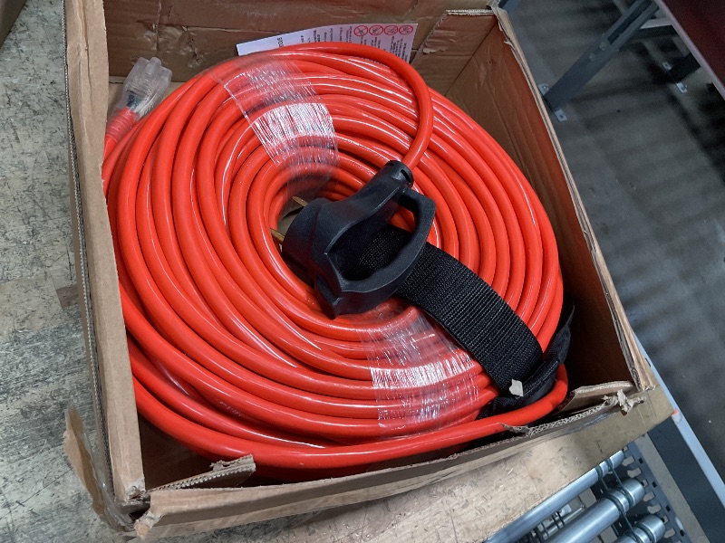 Photo 1 of PlugSaf RV 30 Amp to 110 Adapter Extension Cord 200 FT, NEMA TT-30P to NEMA 5-15R Heavy Duty Outdoor RV Electrical Adapter with Grip Handle, 12AWG 15Amp 125V 1875W, Black-Orange, ETL Listed