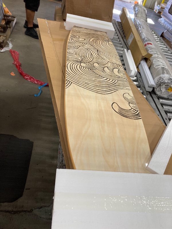 Photo 1 of ***DAMAGED - WARPED - SEE PICTURES***
Creative Co-Op Coastal Decorative Surfboard Wall Décor, Wave Design Overlaid On Natural Wood, Hangs Vertical or Horizontal