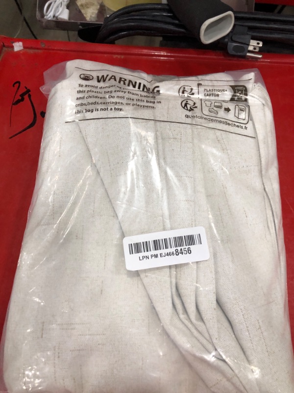 Photo 1 of 100% Blackout Curtains for Bedroom 84 Inches Long 2 Panels Faux Linen Curtains Black Out Thermal Insulated Summer Window Drapes Natural Pleated Look Back Tab Hook Belt Rod Pocket Ivory Beige 52x84