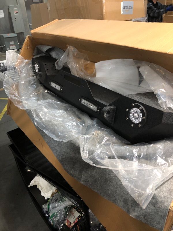 Photo 1 of ?ECOTRIC Front Bumper Compatible with 2007-2024 Wrangler JK/JKU JL/JLU Gladiator JT Front Bumper Rock Crawler Winch Plate W/Winch Plate & 2 18W LED Lights D-rings

