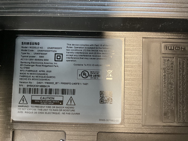 Photo 1 of **BROKEN**FINAL SALE**
SAMSUNG 40-Inch Class Full HD F6000 Smart TV (2025 Model) HDR, Object Tracking Sound Lite, Knox Security, One UI Tizen, Smart tv


