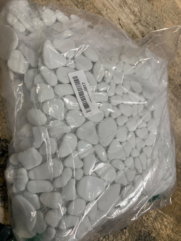 Photo 1 of Sunwings Pebble Tile for Shower Floor Border Kitchen Bathroom Backsplash. Marble Stone Looks Wall and Floor Tile, 10 Sheets, White.