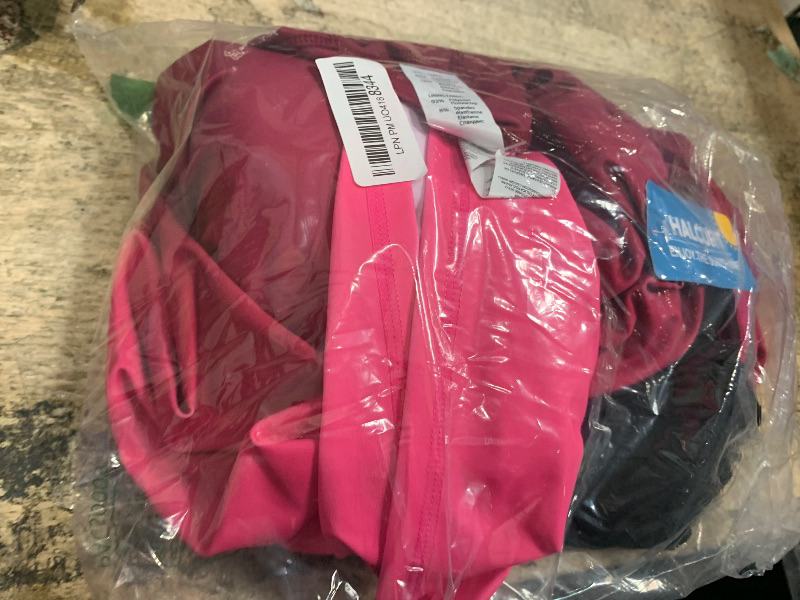 Photo 1 of (2XL) (USED/FAIR) (BAGGED) Halcurt Womens Plus Size Rash Guard with Built in Bra Swimshirt and Shorts 2 Pc Set Ombre Rose Pink 2X