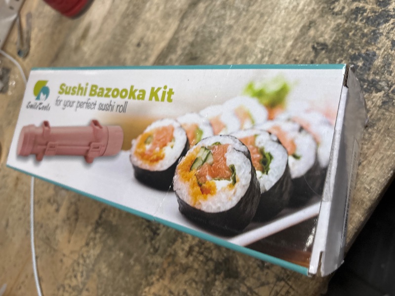 Photo 1 of (PARTIAL SET) (USED/FAIR) SmileTools Sushi Making Kit For Beginners - 22 Piece DIY Sushi Roller Kit with Bamboo Sushi Rolling Mat, Sushi Bazooka, Chef's Knife, Chopsticks, Holder - Best Starter Sushi Kit (Pink)