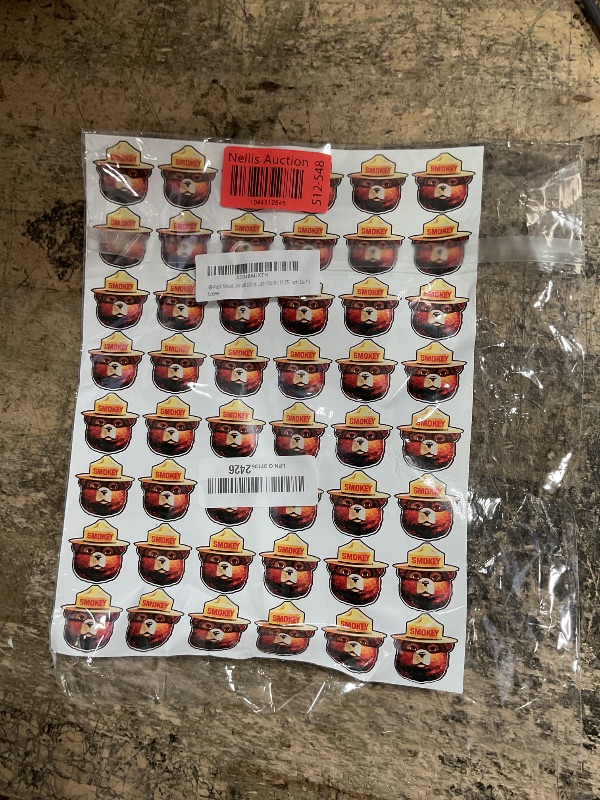Photo 1 of 48-Pack Sheet: Small Color Smokey Bear Face Shaped Stickers (Set Wildfire Prevention Vinyl Decals for Laptop, Scrapbook, Cell Phone, Water Bottle (1.25 inch Each)
