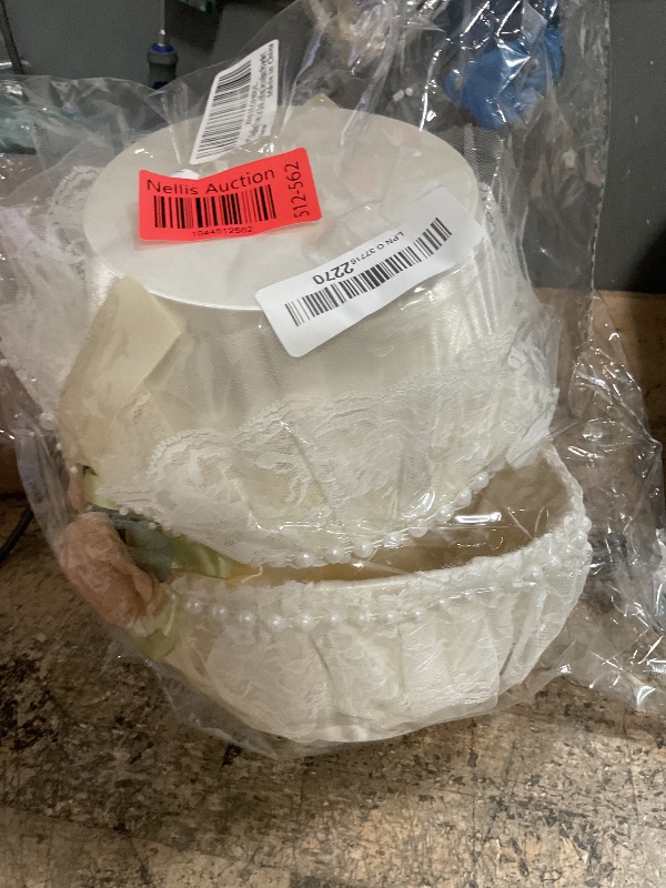 Photo 1 of 2PCS Wedding Flower Girl Baskets,Cute Handle Flower Girl Basket White Flower Basket for Wedding Decoration (Polyester)
