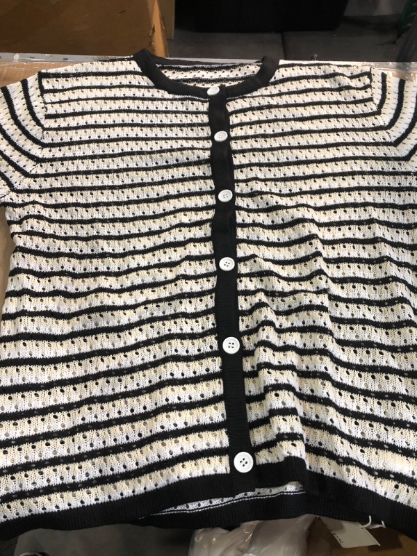 Photo 1 of (used)(medium) Saodimallsu Women Crochet Swimsuit Coverup Summer Beach Sets Striped Knit Short Sleeve