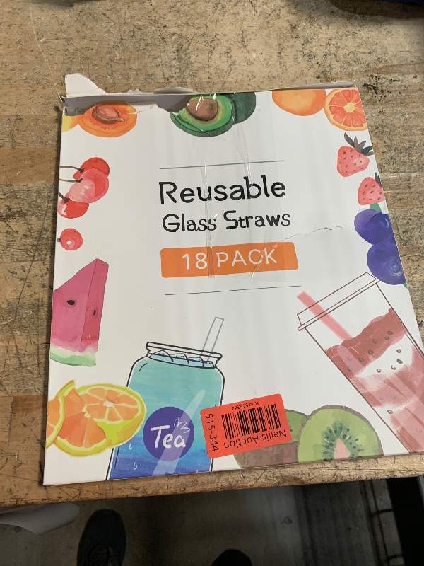Photo 1 of [22 Pcs] Reusable Glass Straws Shatter Resistant - Size 12"x8mm,9"x8mm,6"x8mm Including 9 Straight and 9 Bent Clear Glass Straws with 4 Cleaning Brush for 20 30 40 oz Tumblers,Cocktail,Coffee,Juice