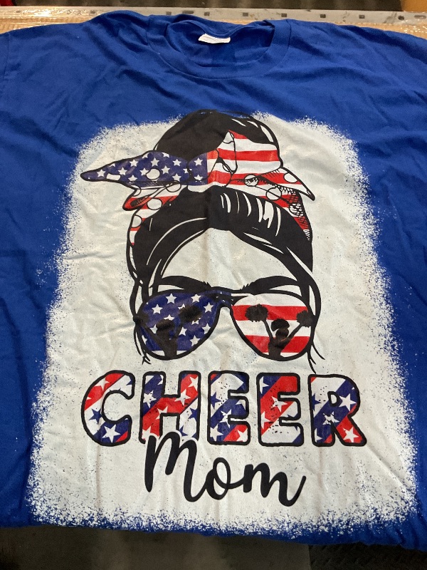 Photo 1 of (See all images) Cheer Mom Cheerleader Women American Flag 4th July Patriotic T-Shirt 3xl 