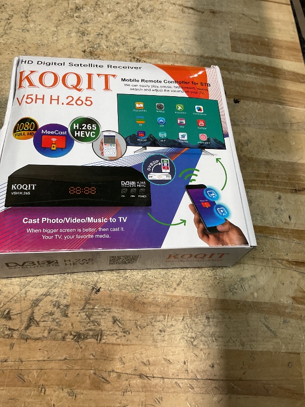 Photo 1 of (MISSING REMOTE) Koqit V5H H.265 Free To Air FTA Satellite Receiver DVB-S2 Satellite TV Receiver HEVC DVB S2 Galaxy 19 Receivers Sat DVB Finder Meecast Biss PVU YouTube TV Decoder DVB2IP Box
