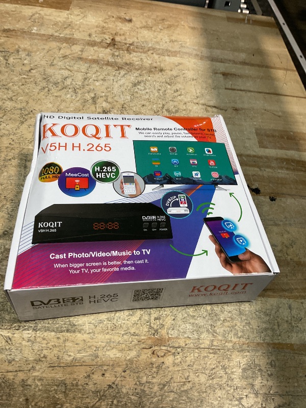 Photo 1 of (MISSING REMOTE) Koqit V5H H.265 Free To Air FTA Satellite Receiver DVB-S2 Satellite TV Receiver HEVC DVB S2 Galaxy 19 Receivers Sat DVB Finder Meecast Biss PVU YouTube TV Decoder DVB2IP Box