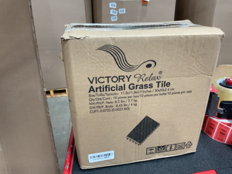 Photo 1 of VICTORY RELAX Artificial Grass Turf Tiles Interlocking Set 10 Pieces, Fake Grass Tiles Self-draining for Pet Indoor/Outdoor Flooring Decor,11.8x11.8 inches