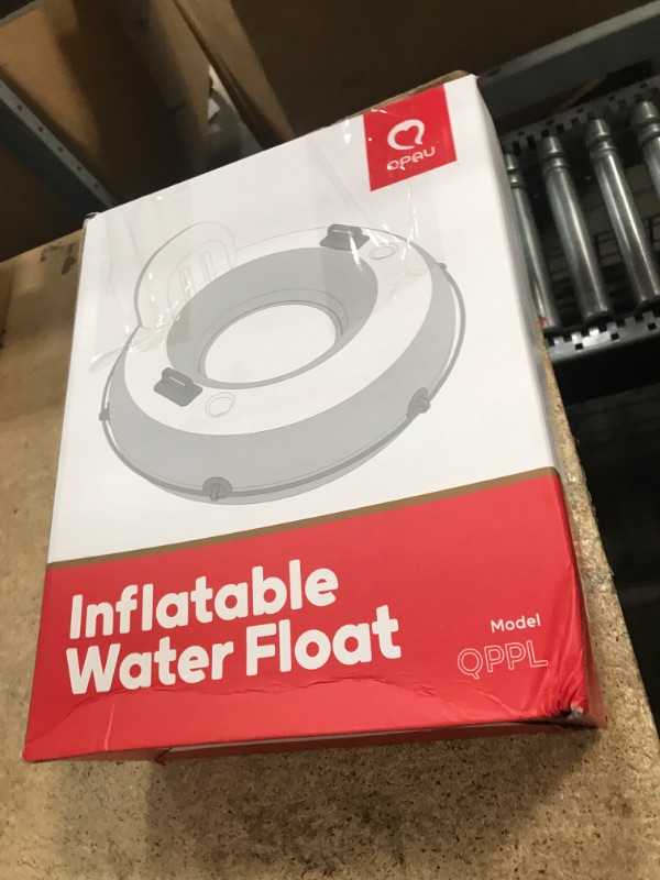 Photo 1 of QPAU Inflatable River Tube, 0.4 mm Thickened Puncture-Resistant Heavy Duty River Float, River Raft with Ergonomic Backrest, Mesh Bottom & 2 Cup Holders for Family Friends Lake Float, Dark Blue