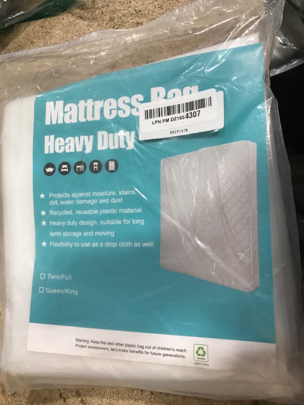 Photo 1 of [2-Pack 5-Mil] HOMEIDEAS Mattress Bag (Queen/King) for Moving and Storage Transparent Mattress Disposal Bag - Heavy Duty & Tear Resistant
