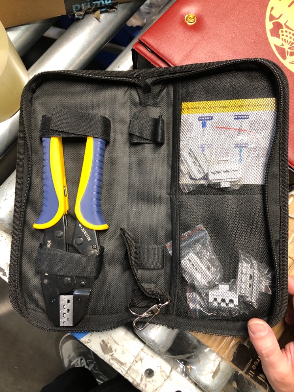 Photo 1 of (USED/FAIR) haisstronica 6 in 1 Crimping Tool Kit, Professional Ratchet Wire Crimper with 6 PCS Interchangeable Dies for Heat Shrink, Non-Insulated,Ferrule,Open Barrel,Insulated Connectors, Men Tool Gifts
