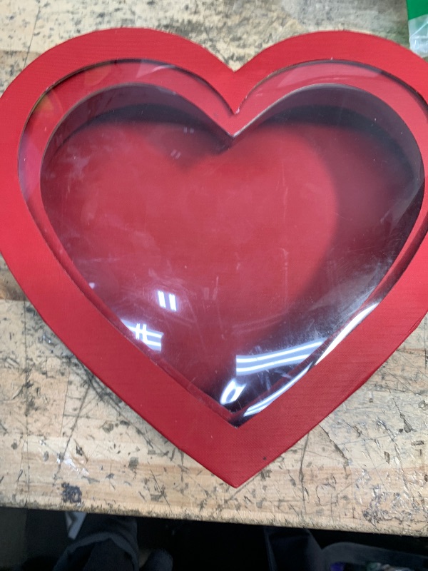 Photo 1 of 10"Cardboard Heart Shaped Mache Flowers Packaging Strawberries Sweets Gift Box with Clear Lid Set of 2(L/M) (Red, Heart Shaped)