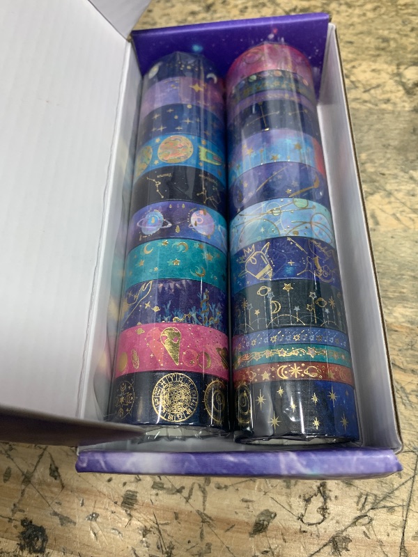 Photo 1 of 24 Rolls Washi Tape Set - Gold Foil Galaxy Decorative Masking Tape Constellation,Stars,Celestial,Adhesive Tape for Bullet Journal,Diy Craft,Scrapbooking Supplies,Gift Wrapping,Party decoration