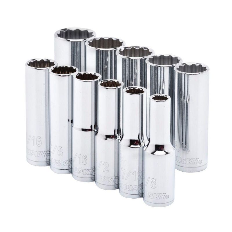 Photo 1 of 1/2 in. Drive Deep SAE Socket Set (11-Piece)