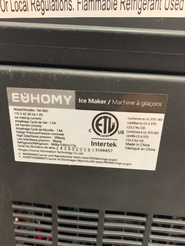 Photo 1 of ***SEE NOTES*** 
EUHOMY Countertop Ice Maker Machine with Handle