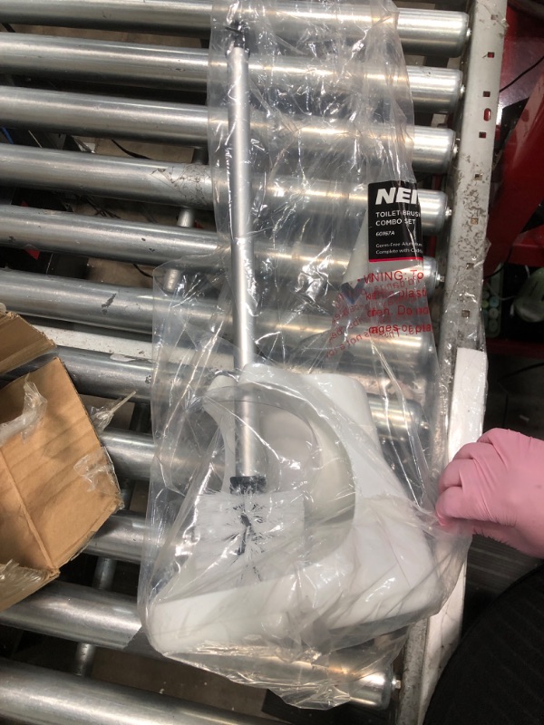 Photo 1 of ***MISSING PLUNGER*** 

NEIKO 60167A Toilet Plunger with Holder for Brush and Bathroom Plunger Set, Clean Aluminum Handle, White Plunger Caddy, Toilet Brush Set for Cleaning Toilet Bowl