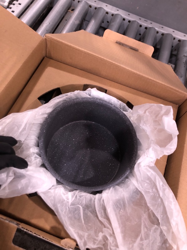 Photo 1 of T-fal Ingenio Essentials Cookware Set with Detachable/Removable Handle 11 Piece, Granite Titanium Non Stick, Induction, Oven Broiler Safe 500F, Stackable, Pots and Pans Set, RV Camping, Fry Pans Gray