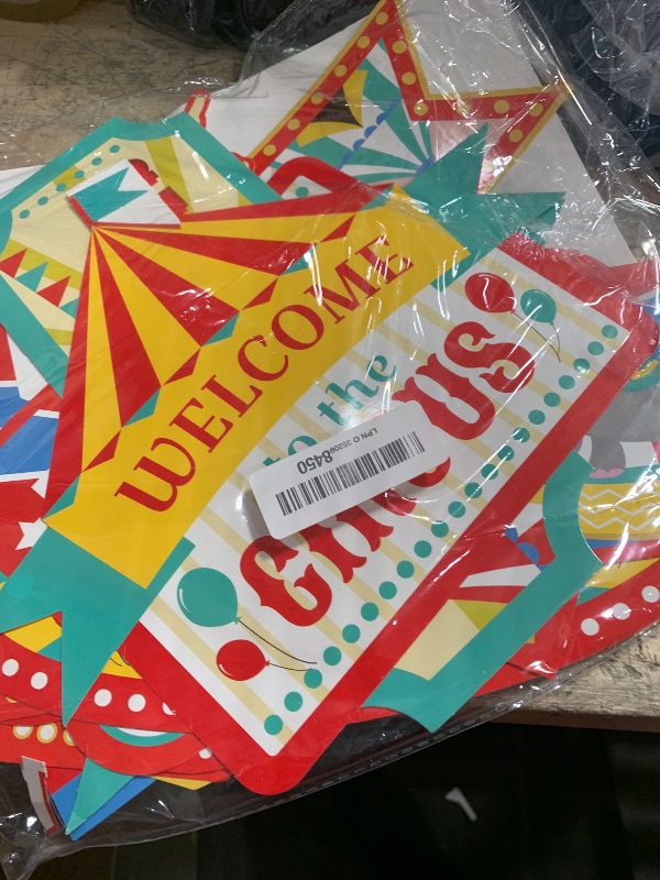 Photo 1 of 20 Pieces Circus Carnival Party Direction Signs Decor Circus Welcome Signs for Birthday Showman Themes Party Decoration Accessories