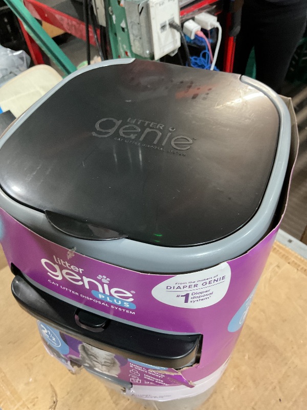 Photo 1 of (Used)(incomplete) Litter Genie Plus Pail (Silver) | Cat Litter Box Waste Disposal System for Odor Control | Includes 1 Square Refill Bag