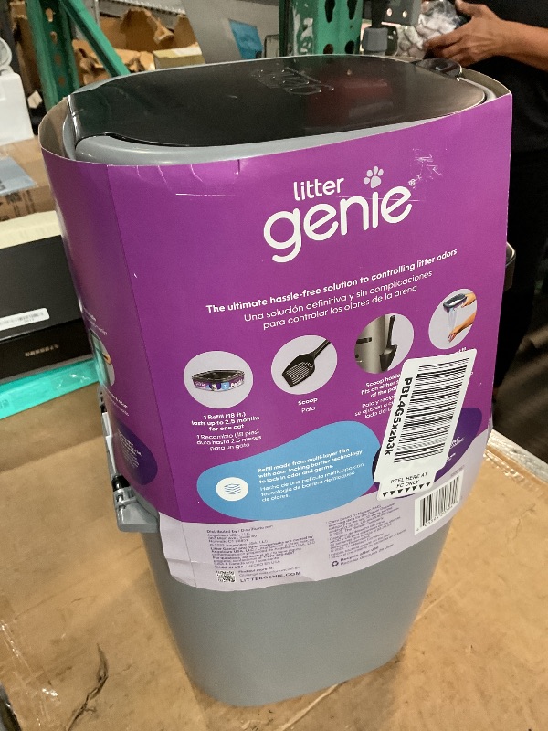 Photo 1 of (Used)(incomplete) Litter Genie Plus Pail (Silver) | Cat Litter Box Waste Disposal System for Odor Control | Includes 1 Square Refill Bag