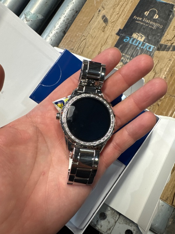 Photo 1 of ***NEEDS BATTRYS***UNTESTED****
GUESS Connect Wear OS Smartwatch with Silver-Tone Bracelet Crystal Accents