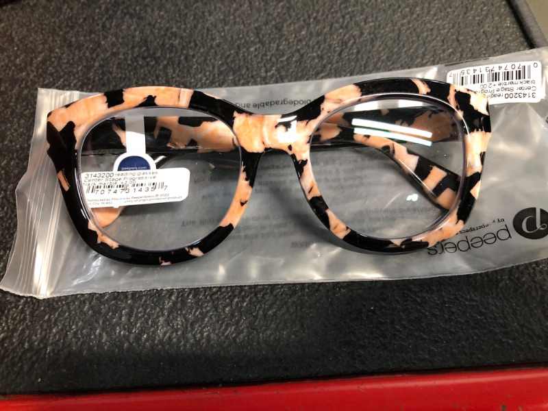 Photo 1 of (see all images) Peepers by PeeperSpecs Center Stage Progressive Blue Light Blocking Reading Glasses - black marble +2.00