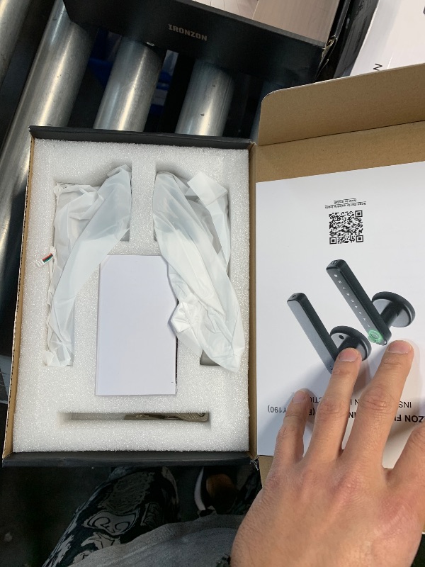 Photo 1 of (missing pieces) IRONZON Fingerprint Door Lock Door Knob with Keypad Keyless Entry Door Lock with Handle for Home Hotel Office Apartment Bedroom Silver