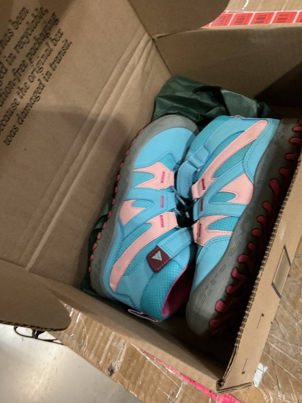 Photo 1 of ***(HEAVILY USED/ MINOR DAMAGE)***Mishansha Boys Girls Shoes Outdoor Hiking Waterproof Breathable Little Kids Ankle Sneaker Boots with Anti-Slip Rubber Sole Blue 3.5 Little Kid