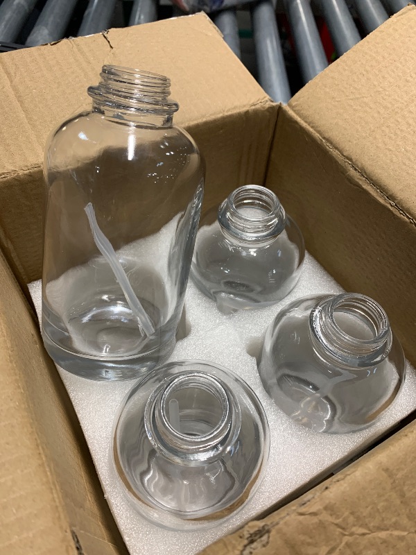 Photo 1 of (see images) 4PCS Coffee Syrup Dispenser, Glass Syrup Dispenser for Coffee Bar w. Labels and Pump, 16.9 oz 500ml Syrup Pump Dispenser