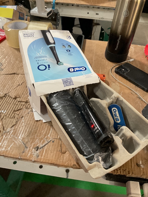 Photo 1 of ***(PARTS ONLY/ MISSING PARTS/ NON FUNCTIONAL)***Oral-B iO Deep Clean Rechargeable Electric Powered Toothbrush, Black with iO Series 3 Limited, 2 Brush Heads and Travel Case - Pressure Sensor to Protect Gums - 3 Cleaning Settings - 2 Minute Timer