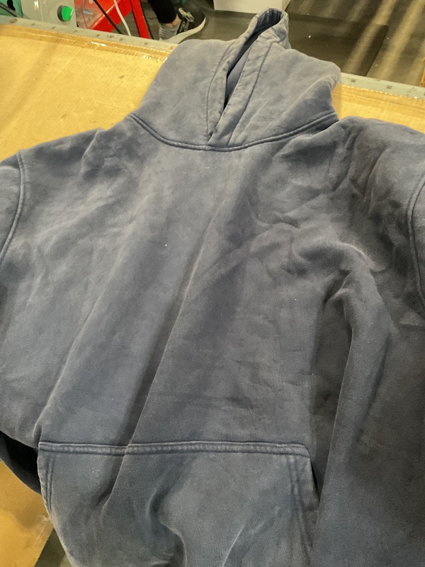 Photo 1 of (Used)(minor damage)  Men's Oversized Acid Wash Hoodie - Vintage Heavyweight Pullover, Unisex Streetwear large 