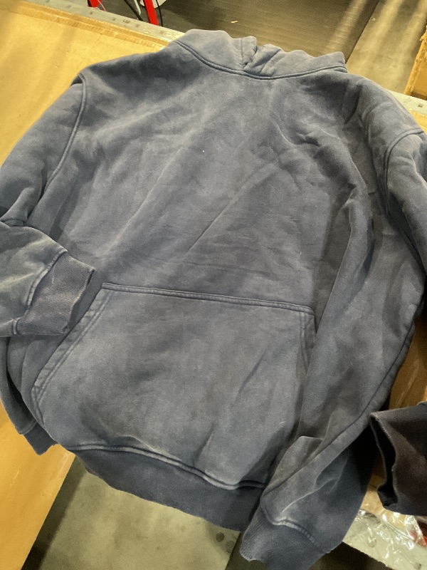 Photo 1 of (Used)(minor damage)  Men's Oversized Acid Wash Hoodie - Vintage Heavyweight Pullover, Unisex Streetwear large 