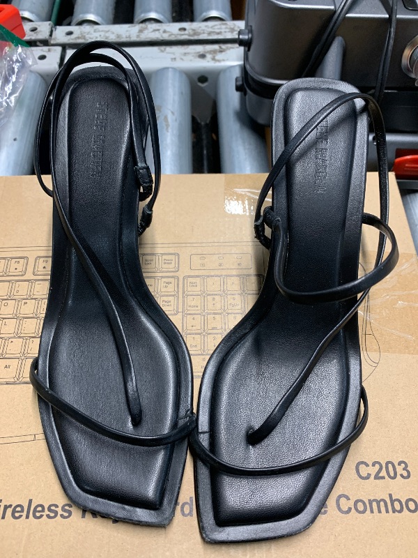 Photo 1 of (used) Steve Madden Women's Locke Heeled Sandal, Black Leather, 8.5