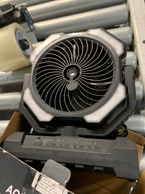 Photo 1 of ***(MISSING CHARGER)***Camping Misting Fan - 30000mAh Portable Battery Powered Fans with 9oz Water Tank, Light, Hook - Rechargeable, 120H Cooling, Last 5H Mist, 4 Speed