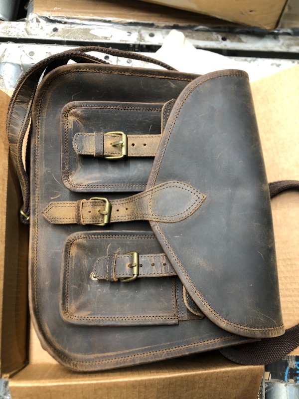 Photo 1 of (USED/FAIR) (DAMAGED LATCH & STRAP) 14 Inch Leather Purse Women Shoulder Bag Crossbody Satchel Ladies Tote Travel Purse Genuine Leather