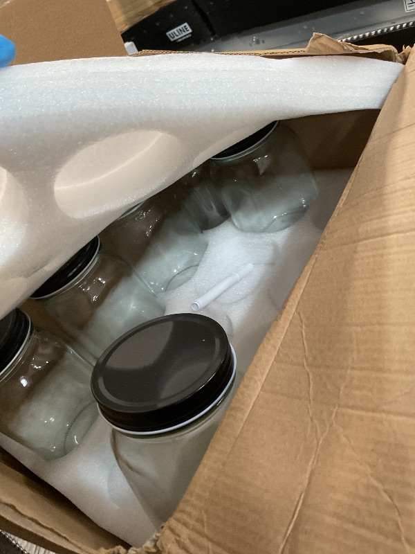 Photo 1 of (PARTIAL SET) QAPPDA 32 OZ Glass Jars with Lids Set of 12,Clear Wide Mouth 1000ML Glass Mason Jar with Airtight Lid,Durable Glass Food Storage Canning Jars for Pickles,Jams,Preserving