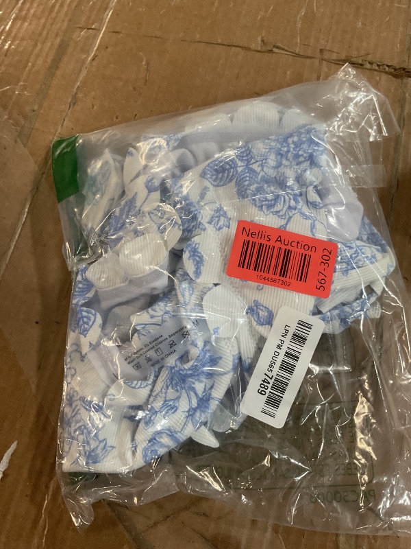 Photo 1 of (MEDIUM) (BAGGED) SHENHE Women's 2 Piece Bandeau Bikini Sets Floral Print Scalloped Boho Strapless Swimsuits Blue and White Medium