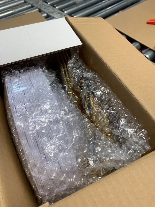 Photo 1 of DaYammi 150Pcs White Plastic Plates & Gold Plastic Silverware, White Disposable Plates for Party Include 30 Dinner Platos,30 Dessert Platos,30 Golden Knives,30 Gold Forks,30 Spoons for Wedding Party