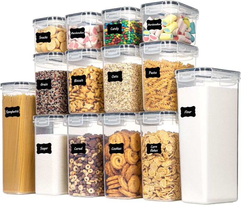 Photo 1 of (PARTIAL SET) (MISSING LIDS) CHEFSTORY Airtight Food Storage Containers Set, 14 PCS Kitchen Storage Containers with Lids for Flour, Sugar and Cereal, Plastic Dry Food Canisters for Pantry Organization and Storage
