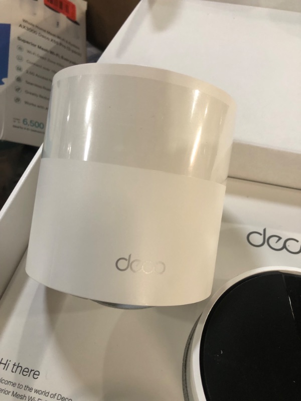 Photo 1 of (POWER TESTED) (UNABLE TO TEST FURTHER) TP-Link AX3000 Whole Home Wi-Fi 6 Mesh System (Deco X55 Pro) | Up to 6500 Sq.Ft. ?×?.?? WAN/LAN Ports Wired Ethernet Backhaul ????? ??? ????+ ???????? 2023 Release (3-Pack)