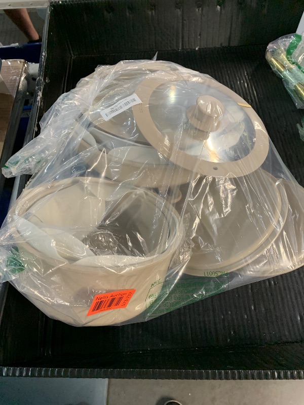 Photo 1 of (parts only) CAROTE 21pcs Pots and Pan Set Non Stick, Nonstick Induction Cookware, Detachable Handle Cook ware Set, Removable Handle, RV Oven Safe Cooking set, Taupe(missing items) 