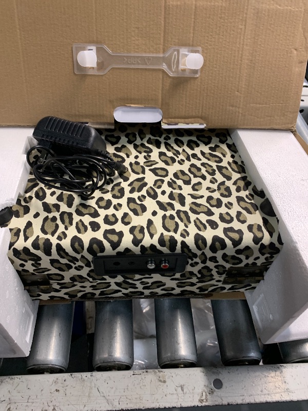 Photo 1 of ***(MAJOR DAMAGE/ SEE NOTES)***Crosley CR8005F-LP Cruiser Plus Vintage 3-Speed Bluetooth in/Out Suitcase Vinyl Record Player Turntable, Leopard