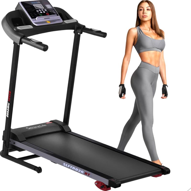 Photo 1 of (Please see all images) SereneLife Electric Folding Treadmill Exercise Machine - Smart Compact Digital Fitness Treadmill Workout Trainer w/Bluetooth App Sync