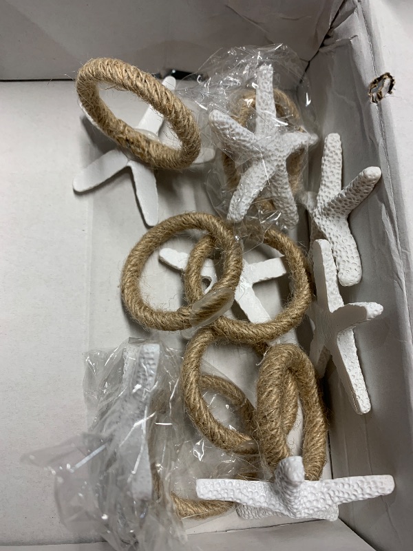 Photo 1 of (incomplete item) WINGFISH Starfish Napkin Rings Set of 12 White Sea Star Napkin Rings Bulk for Coastal Beach Dinning Table Decoration